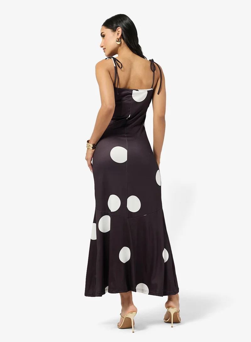 جينجر فستان   بنقاط بولكا وحمالات